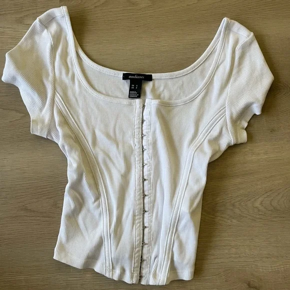 White Ribbed Bodysuit - Picture 1 of 3